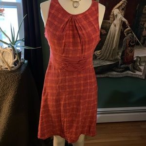 Anthropologie Girls From Savoy Flattering Plaid Dress 100% Silk Knee Length Flaw